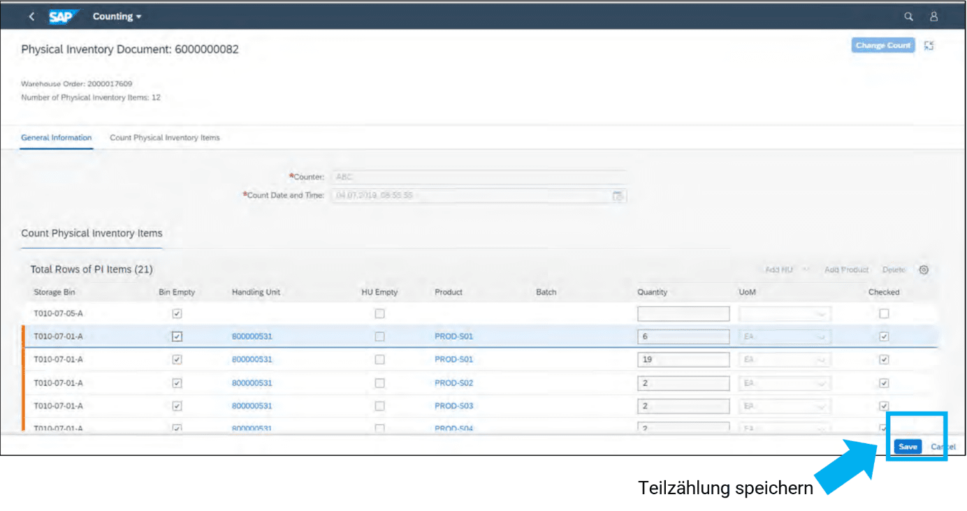 SAP Fiori App Verbesserung der Inventur