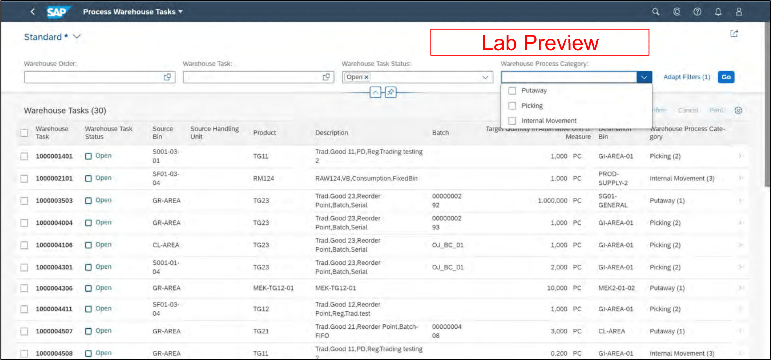 SAP Fiori App Lageraufgaben quittieren