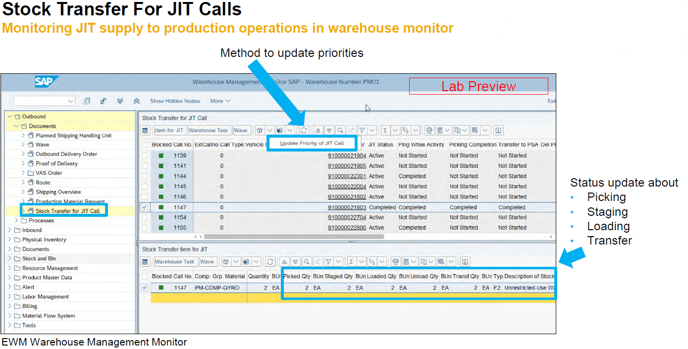 Stock Transfer For JIT Calls