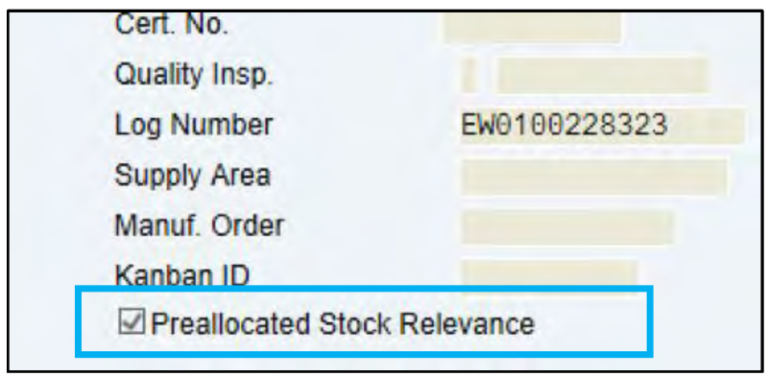 preallocated stock relevance sap ewm